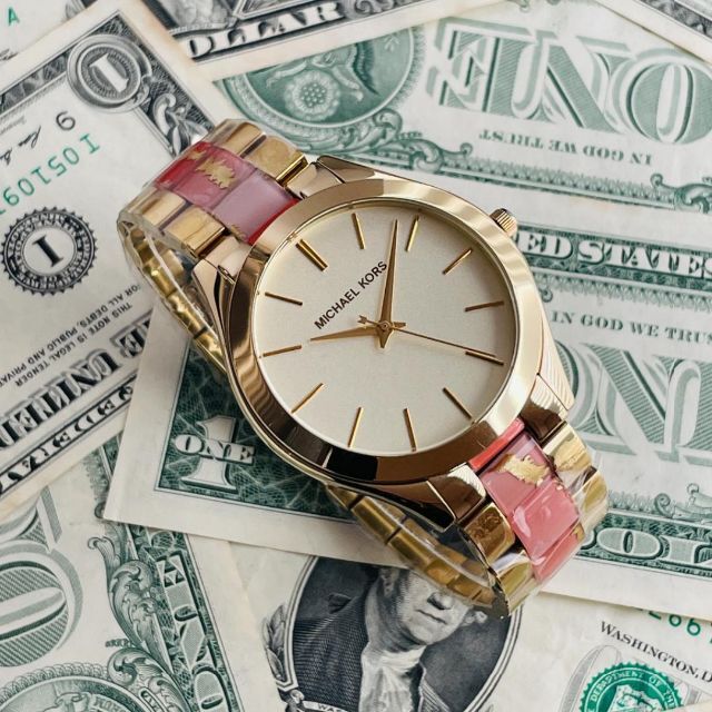  Shop Authentic Michael Kors Slim Runway Gold Dial Two Tone Steel Strap Watch for Women - MK4300 - Luxxuri
