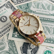  Shop Authentic Michael Kors Slim Runway Gold Dial Two Tone Steel Strap Watch for Women - MK4300 - Luxxuri