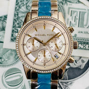  Shop Authentic Michael Kors Ritz Gold Dial Two Tone Steel Strap Watch for Women - MK6328 - Luxxuri