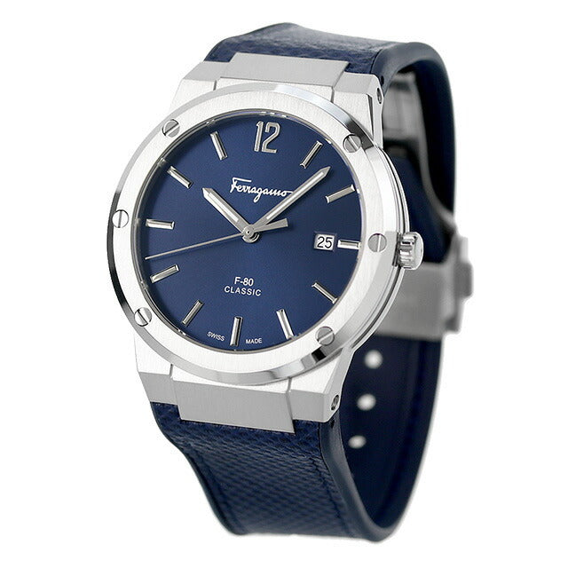 Shop Authentic Salvatore Ferragamo F-80 Classic Blue Dial Blue Leather Strap Watch for Men - SFDT00719 - Luxxuri