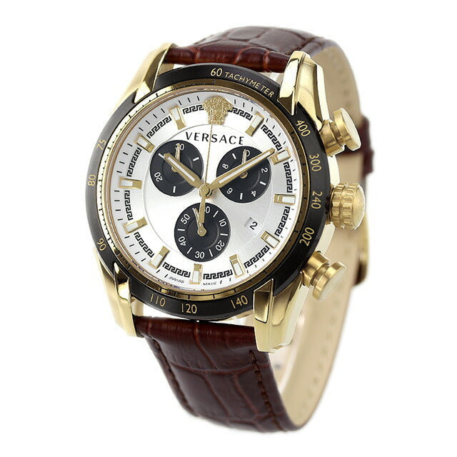  Shop Authentic Versace V-Ray Chronograph Quartz White Dial Brown Leather Strap Watch For Men - VE2I00221 - Luxxuri