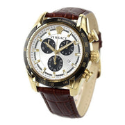  Shop Authentic Versace V-Ray Chronograph Quartz White Dial Brown Leather Strap Watch For Men - VE2I00221 - Luxxuri