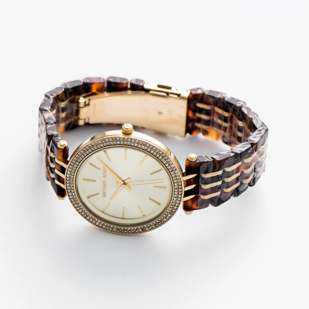  Shop Authentic Michael Kors Darci Gold Dial Brown Two Tone Steel Strap Watch for Women - MK4326 - Luxxuri