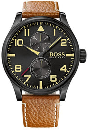  Shop Authentic Hugo Boss Aeroliner Maxx Chronograph Black Dial Brown Leather Strap Watch For Men - HB1513082 - Luxxuri