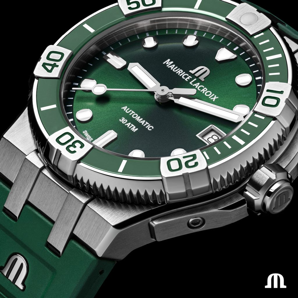  Shop Authentic Maurice Lacroix Aikon Venturer Green Dial Green Rubber Strap Watch for Men - AI6057-SSL50-630-5 - Luxxuri