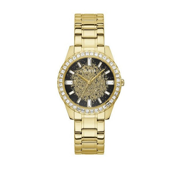  Shop Authentic Guess Night Life Diamonds Black Dial Gold Steel Strap Watch for Women - GW0405L2 - Luxxuri