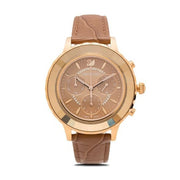  Shop Authentic Swarovski Octea Lux Chrono Brown Gold Dial Brown Leather Strap Watch for Women - 5632260 - Luxxuri