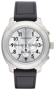  Shop Authentic Emporio Armani Sportivo Chronograph Silver Dial Black Leather Strap Watch For Men - AR6054 - Luxxuri