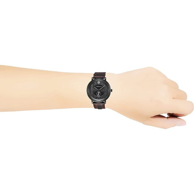  Shop Authentic Versace V-Circle Manifesto Black Dial Maroon Leather Strap Watch for Men - VBQ040017 - Luxxuri