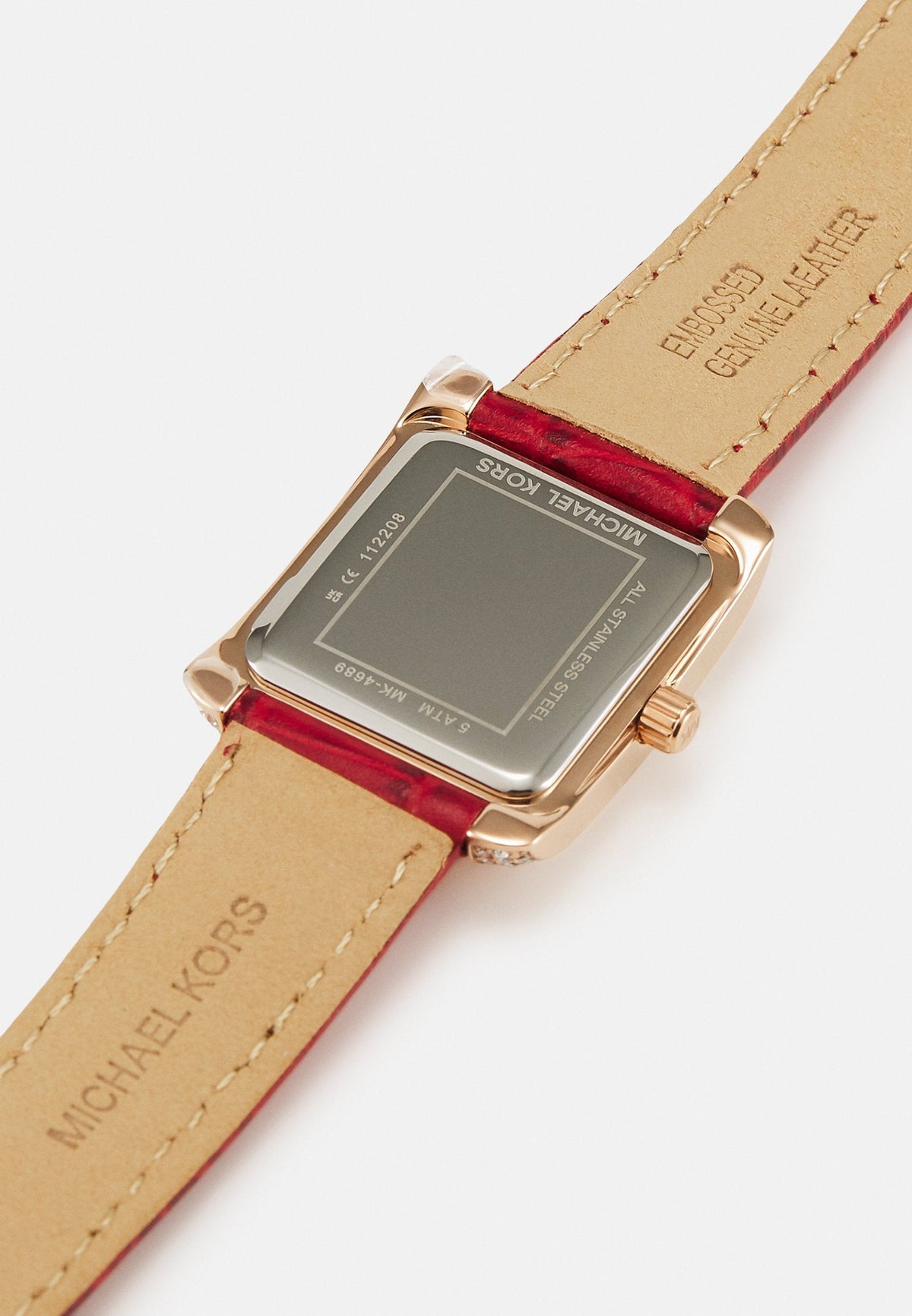  Shop Authentic Michael Kors Emery Quartz Diamonds Silver Dial Red Leather Strap Watch For Women - MK4689 - Luxxuri
