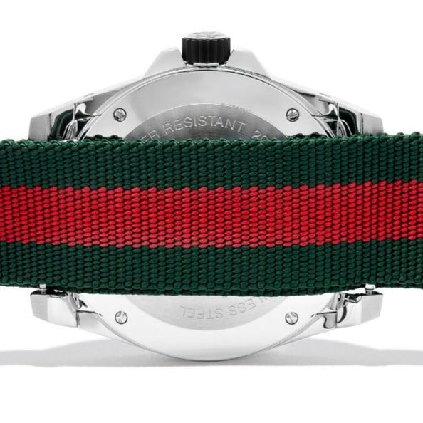  Shop Authentic Gucci Dive White Dial Red & Green Nylon Strap Watch For Men - YA136207 - Luxxuri