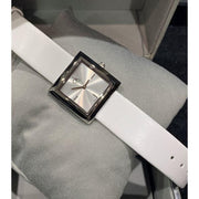  Shop Authentic Calvin Klein Mark Silver Dial White Leather Strap Watch for Women - K3R231L6 - Luxxuri