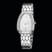  Shop Authentic Bvlgari Serpenti Seduttori Diamonds Silver Dial Silver Steel Strap Watch for Women - SERPENTI103361 - Luxxuri