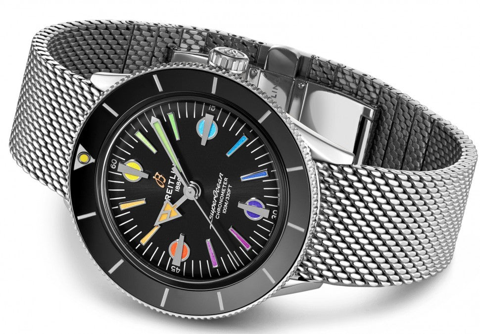  Shop Authentic Breitling Superocean Heritage '57 Black Dial Silver Mesh Bracelet Watch for Men - A103701A1B1A1 - Luxxuri