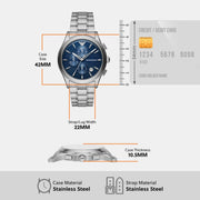  Shop Authentic Emporio Armani Chronograph Blue Dial Silver Steel Strap Watch For Men - AR11528 - Luxxuri