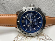  Shop Authentic Versace Casual Chronograph Blue Dial Brown Leather Strap Watch for Men - VERG002-18 - Luxxuri