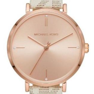  Shop Authentic Michael Kors Jayne Three Hand Rose Gold Dial White Leather Strap Watch For Women - MK7128 - Luxxuri