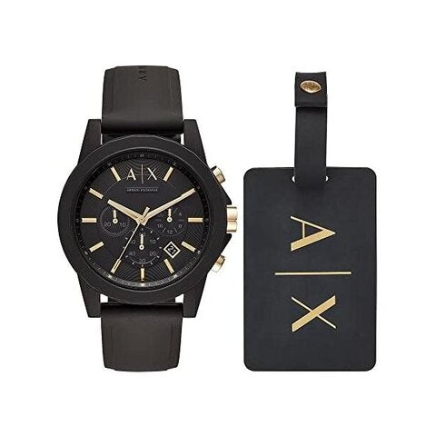  Shop Authentic Armani Exchange Outerbanks Chronograph Black Dial Black Steel Strap Watch For Men - AX7105 - Luxxuri