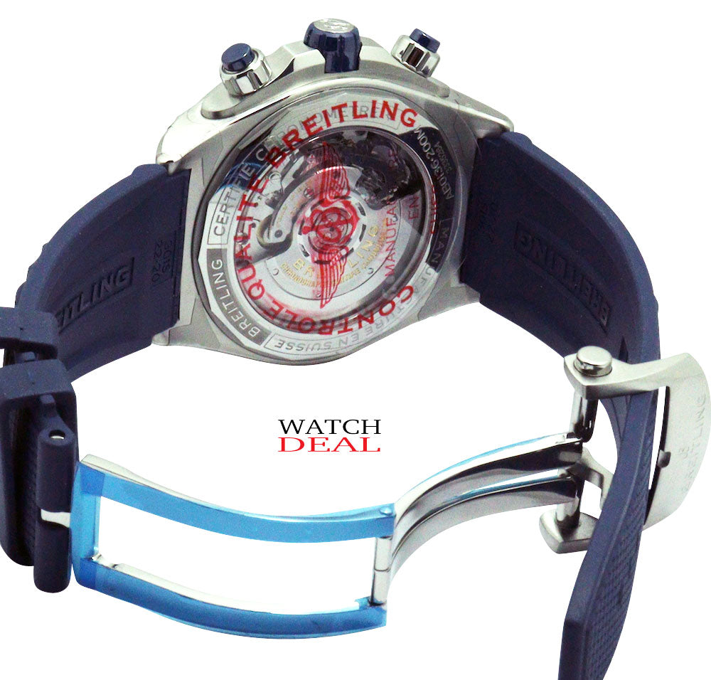  Shop Authentic Breitling Super Chronomat B01 44 Blue Dial Blue Rubber Strap Watch for Men - AB0136161C1S1 - Luxxuri