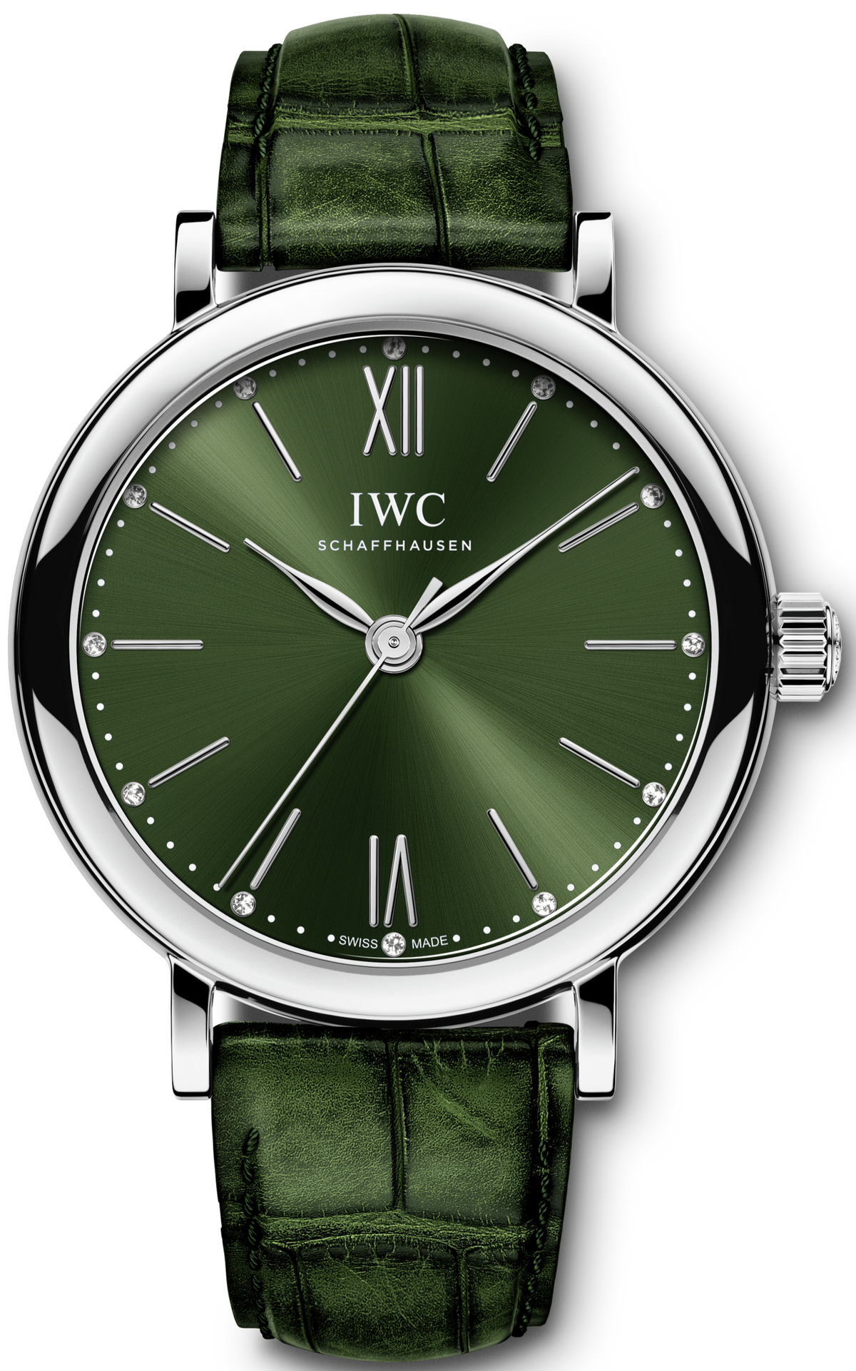  Shop Authentic IWC Portofino Automatic Green Dial Green Leather Strap Watch for Women - IW357405 - Luxxuri