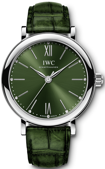  Shop Authentic IWC Portofino Automatic Green Dial Green Leather Strap Watch for Women - IW357405 - Luxxuri