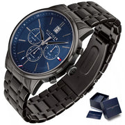  Shop Authentic Tommy Hilfiger Kyle Quartz Blue Dial Black Steel Strap Watch for Men - 1791633 - Luxxuri