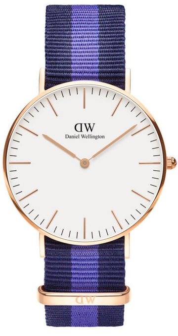  Shop Authentic Daniel Wellington Classic Swansea White Dial Two Tone Nylon Strap Watch For Women - 0504DW - Luxxuri