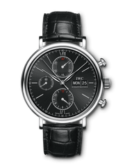  Shop Authentic IWC Portofino Chronograph Black Dial Black Leather Strap Watch for Men - IW391029 - Luxxuri