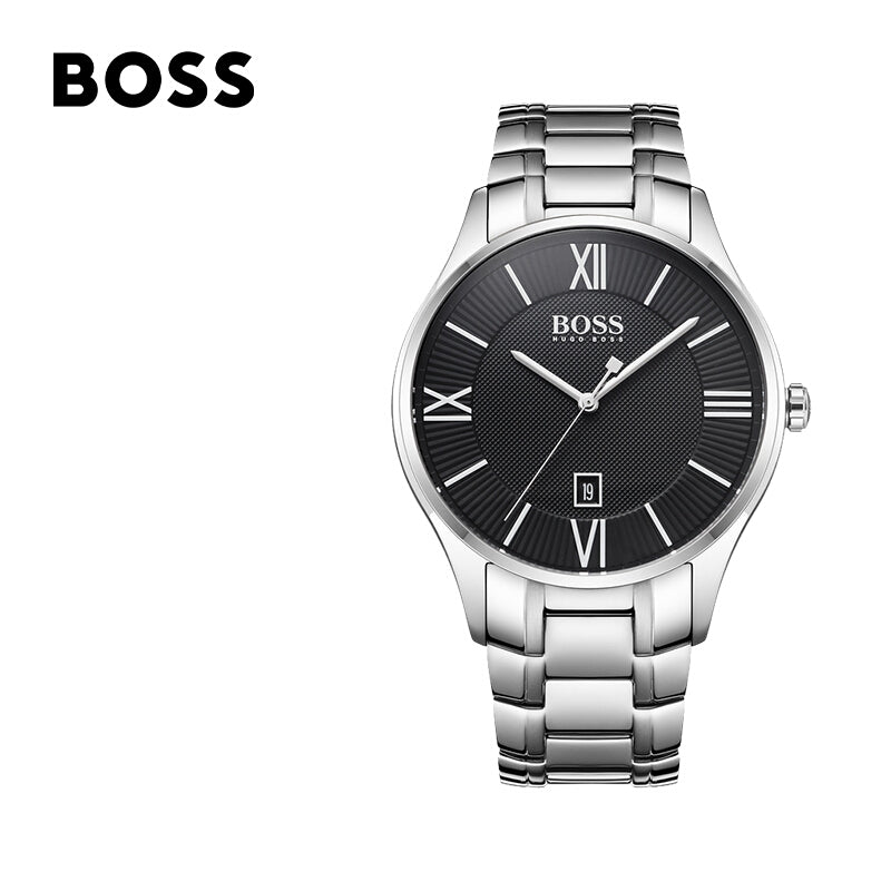  Shop Authentic Hugo Boss Governer Black Dial Silver Steel Strap Watch for Men - 1513488 - Luxxuri