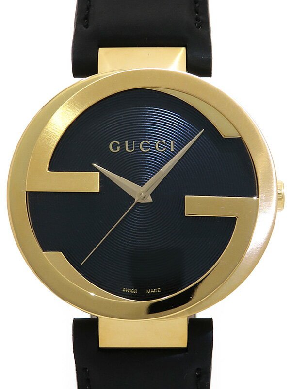  Shop Authentic Gucci Interlocking Special Edition Grammy Black Dial Black Leather Strap Watch For Men - YA133208 - Luxxuri