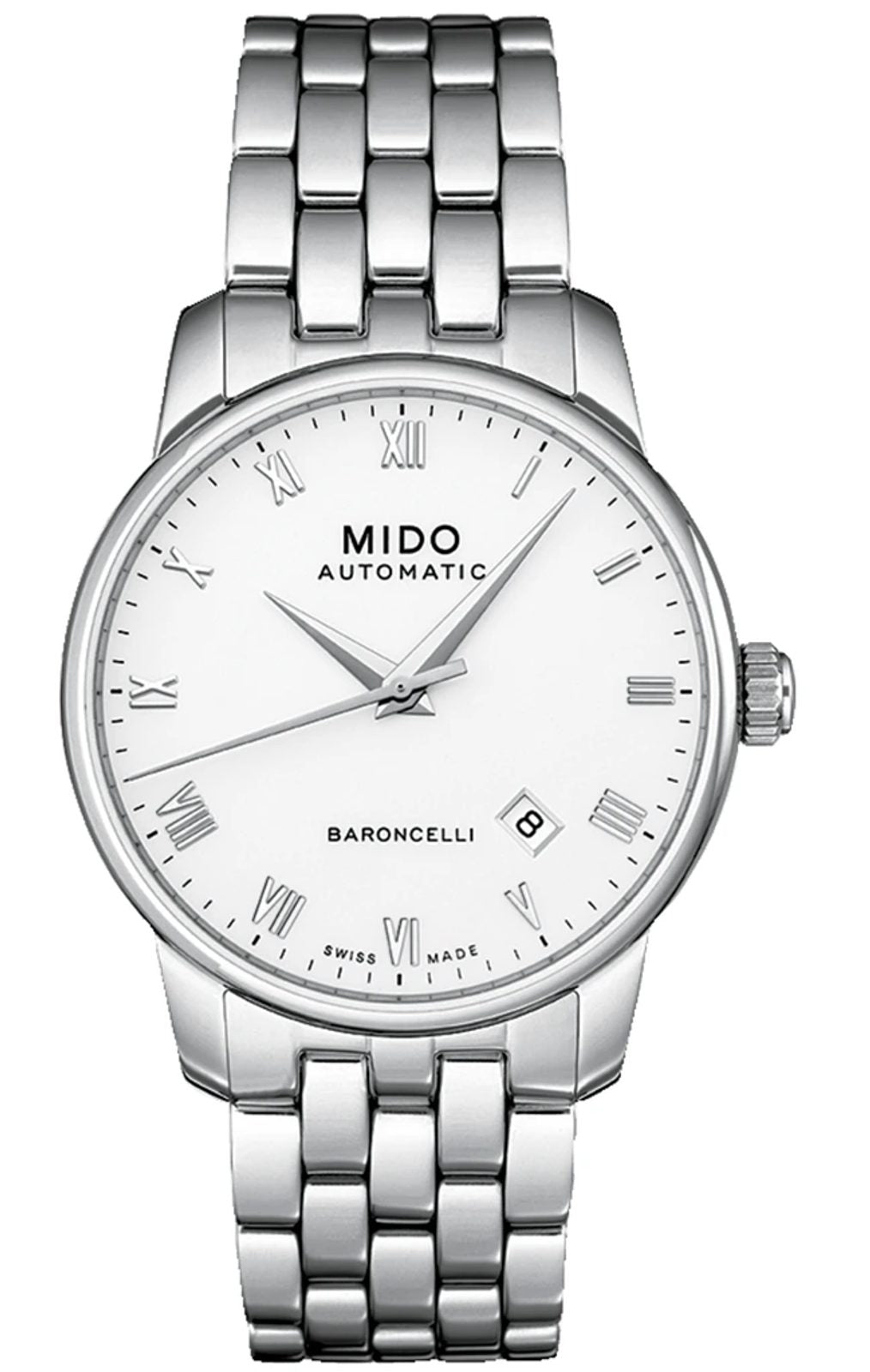  Shop Authentic Mido Baroncelli III Automatic White Dial Silver Steel Strap Watch For Women - M7600.4.26.1 - Luxxuri
