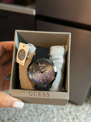  Shop Authentic Guess Crush Crystals Silver Dial Black Rubber Strap Watch for Women - W1223L4 - Luxxuri