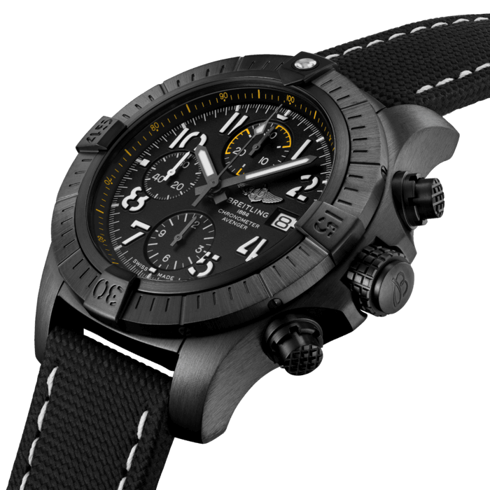  Shop Authentic Breitling Avenger Chronograph 45mm Night Mission Black Dial Black Nylon Strap Watch for Men - V13317101B1X1 - Luxxuri
