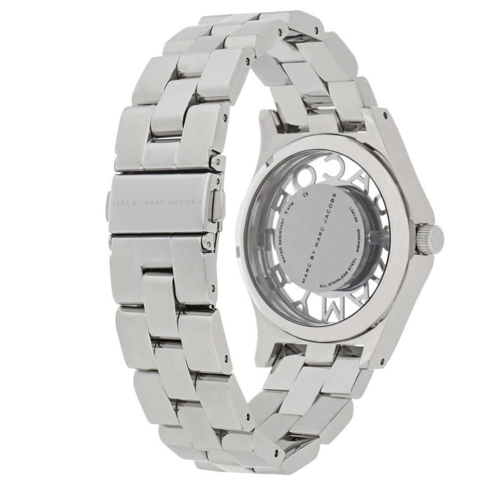  Shop Authentic Marc Jacobs Henry Transparent Silver Dial Silver Steel Strap Watch for Women - MBM3337 - Luxxuri