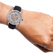  Shop Authentic Fossil Townsman Automatic Skeleton Silver Dial Black Leather Strap Watch for Men - ME3041 - Luxxuri
