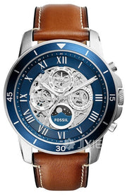  Shop Authentic Fossil Grant Sport Automatic Skeleton Blue Dial Brown Leather Strap Watch for Men - ME3140 - Luxxuri