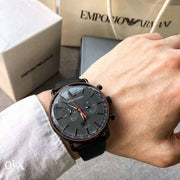 Shop Authentic Emporio Armani Aviator Grey Dial Grey Leather Strap Watch For Men - AR11168 - Luxxuri