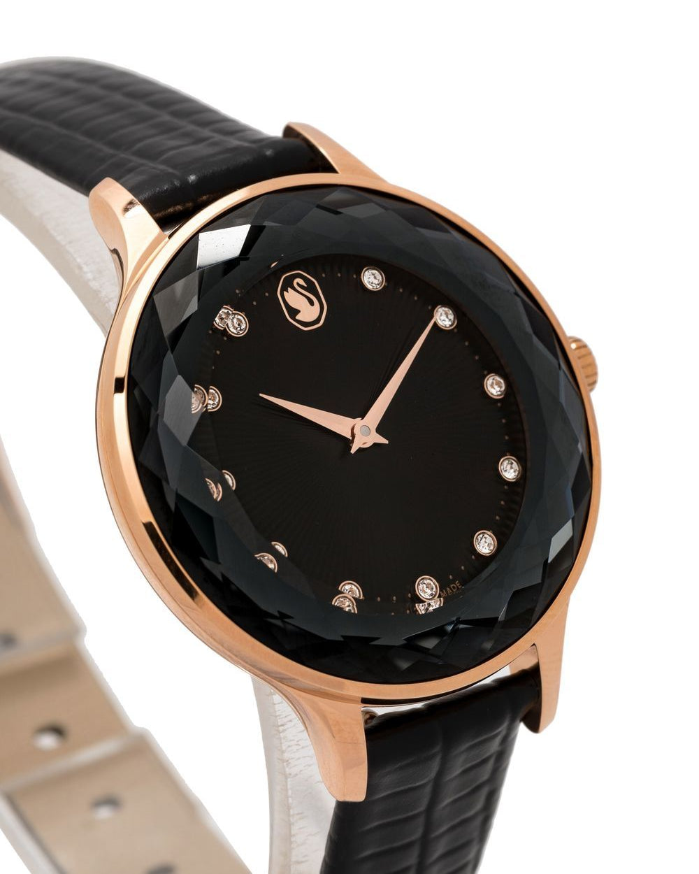  Shop Authentic Swarovski Octea Nova Black Dial Black Leather Strap Watch for Women - 5650033 - Luxxuri
