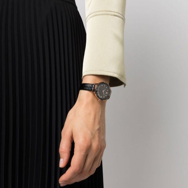  Shop Authentic Swarovski Octea Nova Black Dial Black Leather Strap Watch for Women - 5650033 - Luxxuri