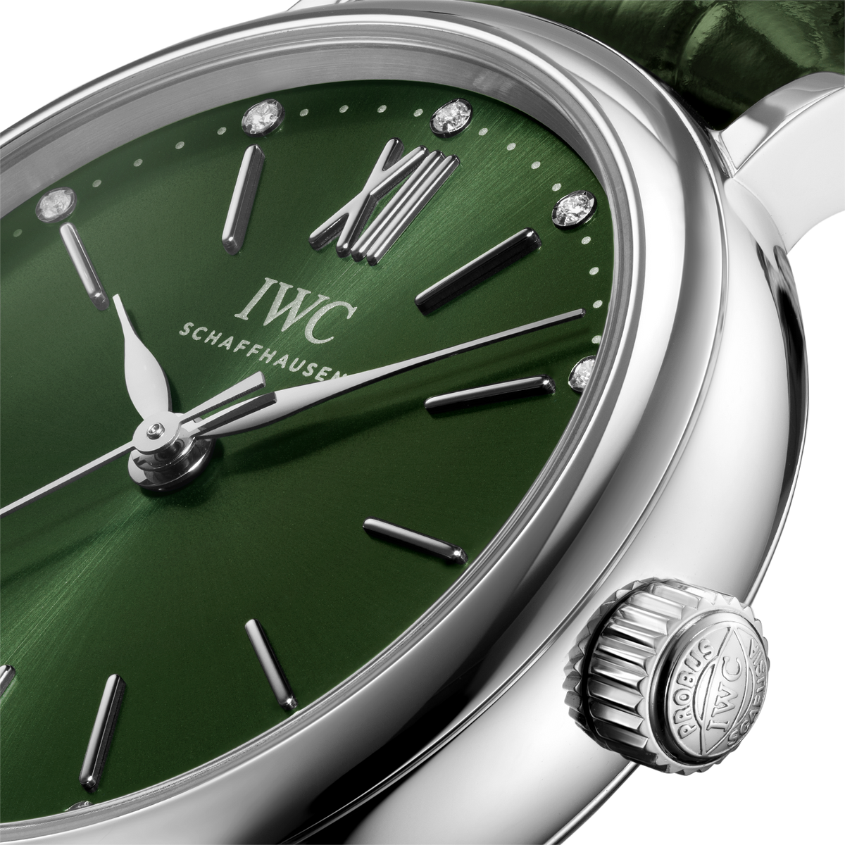  Shop Authentic IWC Portofino Automatic Green Dial Green Leather Strap Watch for Women - IW357405 - Luxxuri