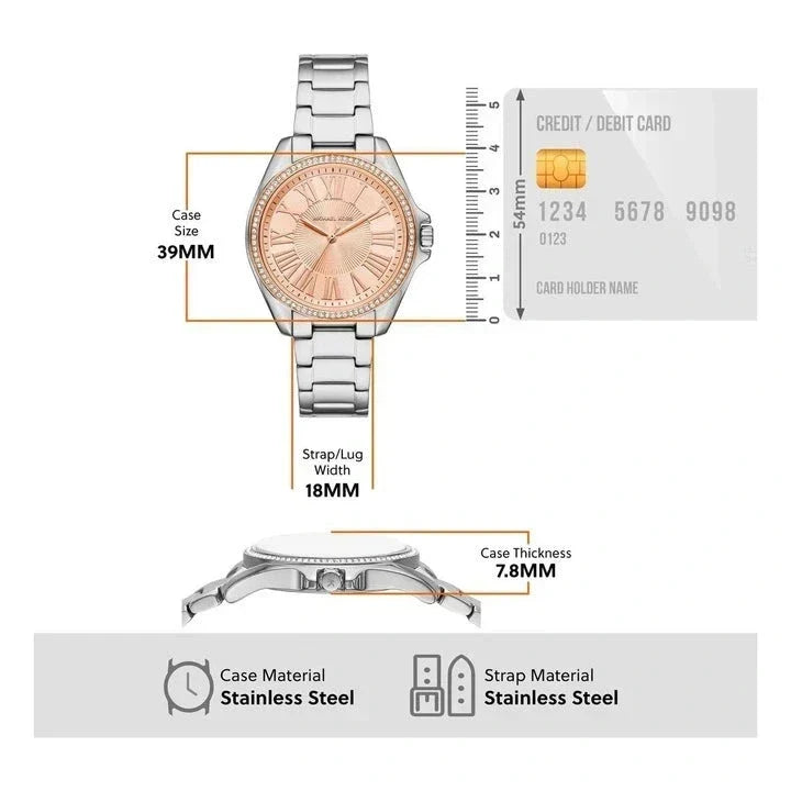 Shop Authentic Michael Kors Kacie Three-Hand Gold Dial Silver Steel Strap Watch for Women - MK4854 - Luxxuri