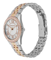  Shop Authentic Michael Kors Harlowe Three-Hand Mother of Pearl White Dial Tri Tone Steel Strap Watch for Women - MK4846 - Luxxuri