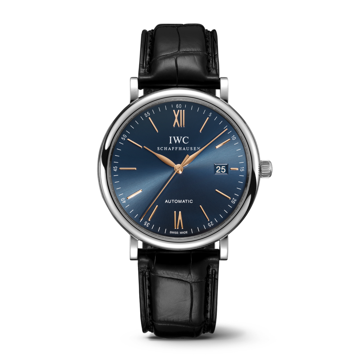  Shop Authentic IWC Portofino Automatic Blue Dial Black Leather Strap Watch for Men - IW356523 - Luxxuri