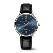  Shop Authentic IWC Portofino Automatic Blue Dial Black Leather Strap Watch for Men - IW356523 - Luxxuri