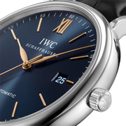  Shop Authentic IWC Portofino Automatic Blue Dial Black Leather Strap Watch for Men - IW356523 - Luxxuri