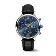  Shop Authentic IWC Portofino Chronograph Blue Dial Black Leather Strap Watch for Men - IW391036 - Luxxuri