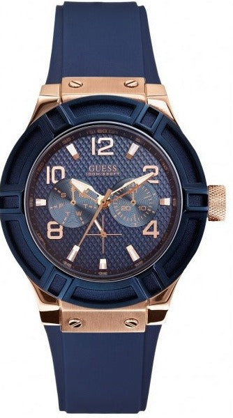  Shop Authentic Guess Jet Setter Analog Quartz Blue Dial Blue Rubber Strap Watch For Women - W0571L1 - Luxxuri
