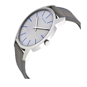  Shop Authentic Calvin Klein City Silver Dial Grey Leather Strap Watch for Men - K2G211Q4 - Luxxuri