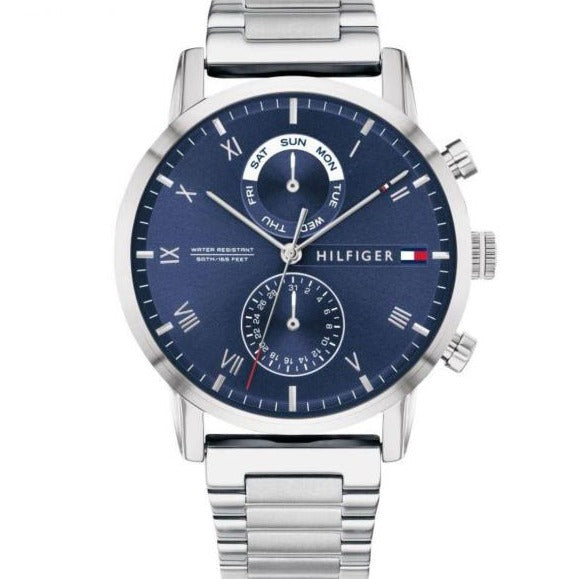  Shop Authentic Tommy Hilfiger Kane Blue Dial Silver Steel Strap Watch for Men - 1710401 - Luxxuri