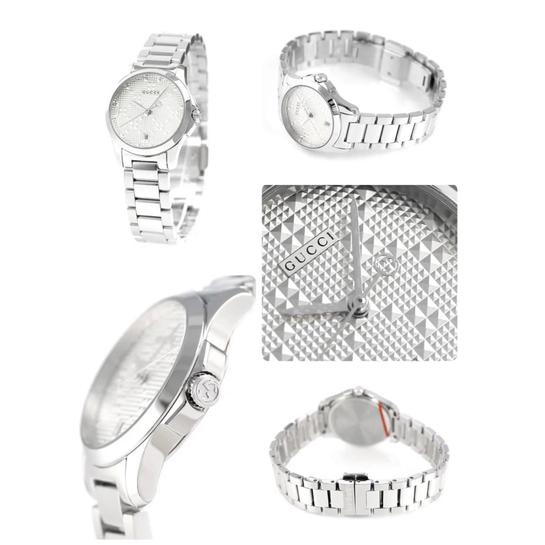  Shop Authentic Gucci G Timeless Quartz Silver Dial Silver Steel Strap Watch For Women - YA126551 - Luxxuri